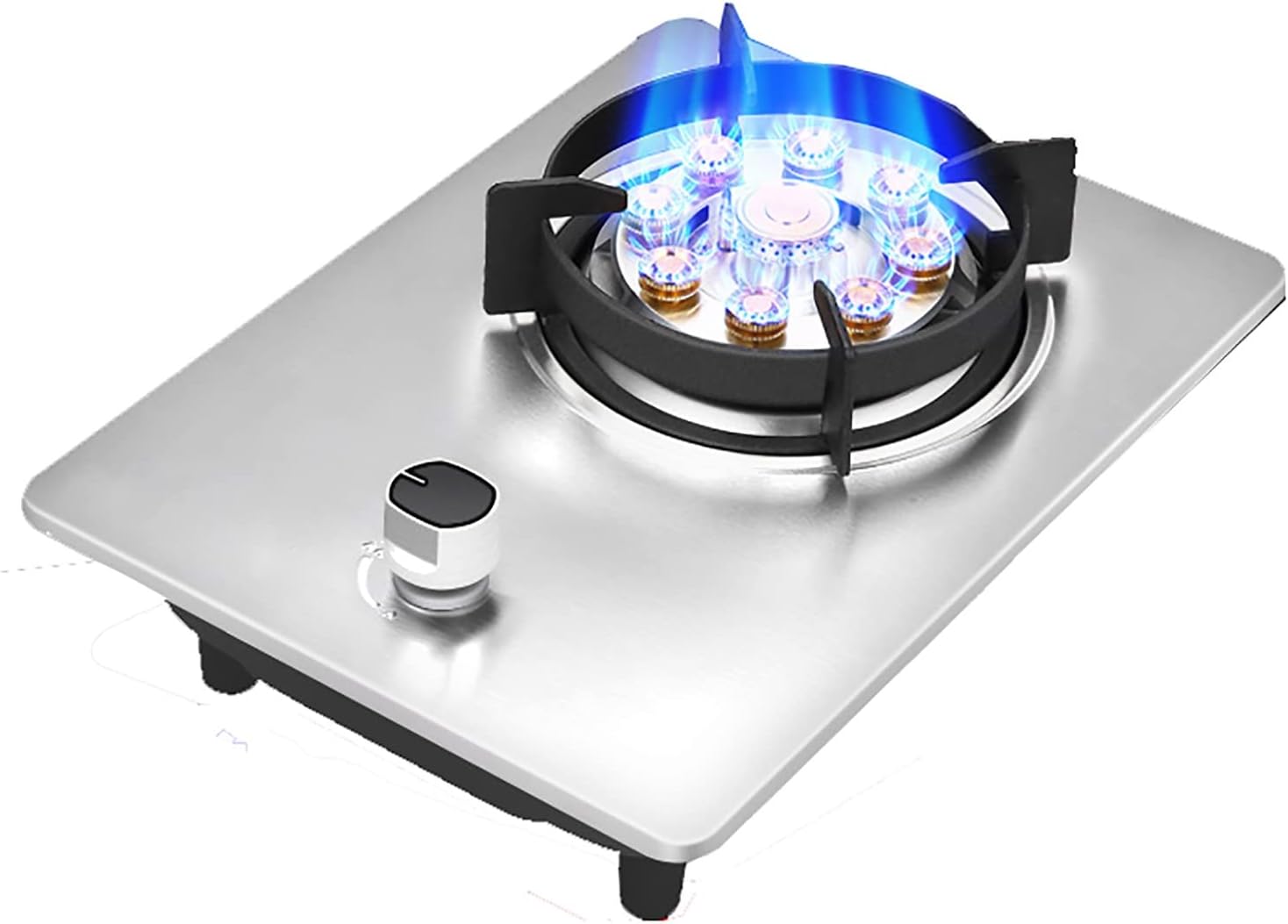 Gas Hob Cooker Single Burner Built-in Stove, Compact Design with Flame Failure Device and Cast Iron Pan Supports, Energy Class A(F,LPG)