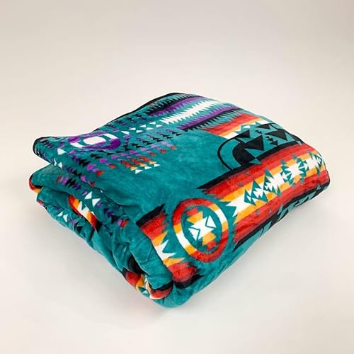 Sacred Thread Fleece Blanket, Southwestern Aztec Queen Blanket, Native American Throw Blanket For Sofa, Couch And Bed, Reversible Winter Blanket (Lake Flannel/Flannel 79X95) #TOP3