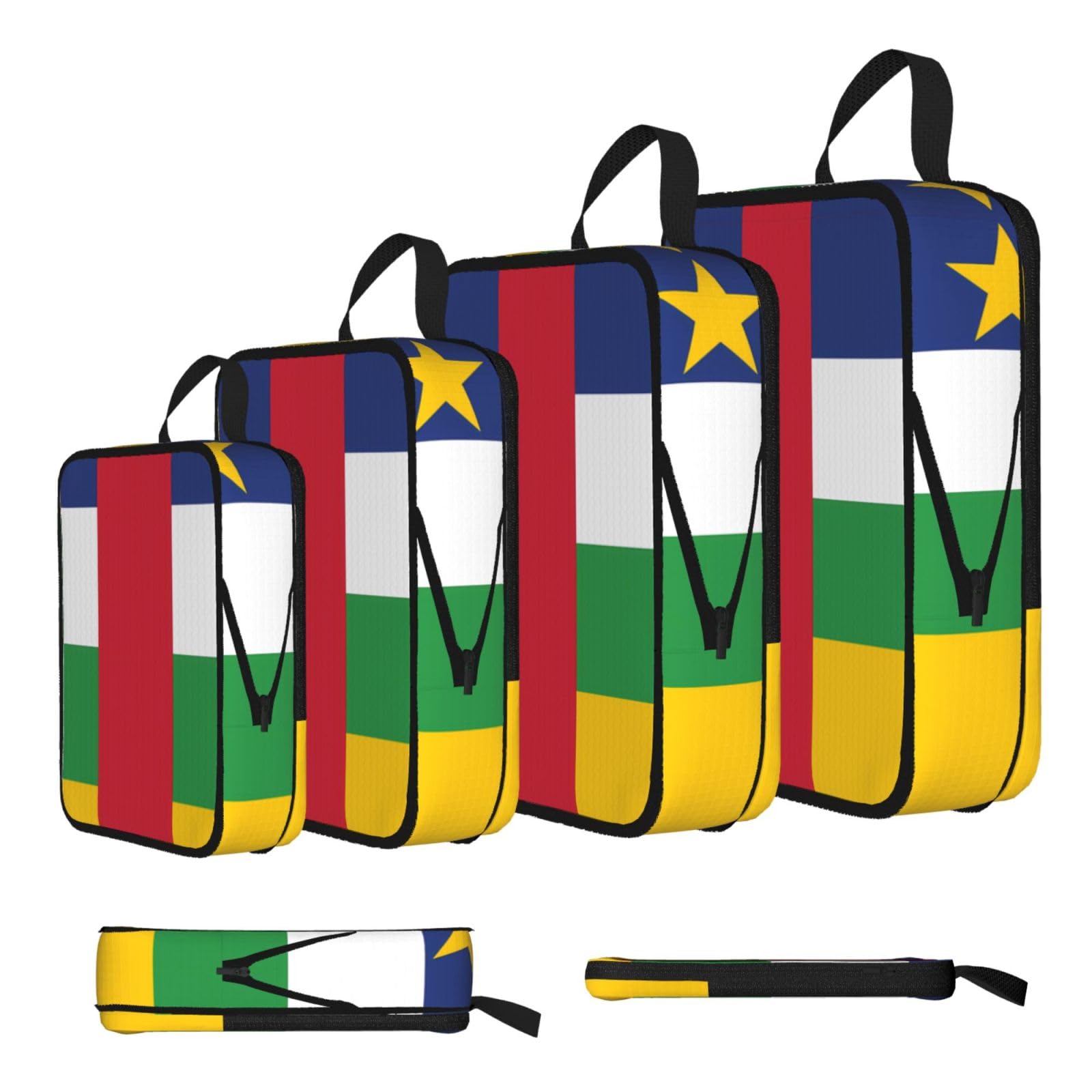 Sxzvvbn Black Central African Flag Compression Packing Cubes 4 Piece Set