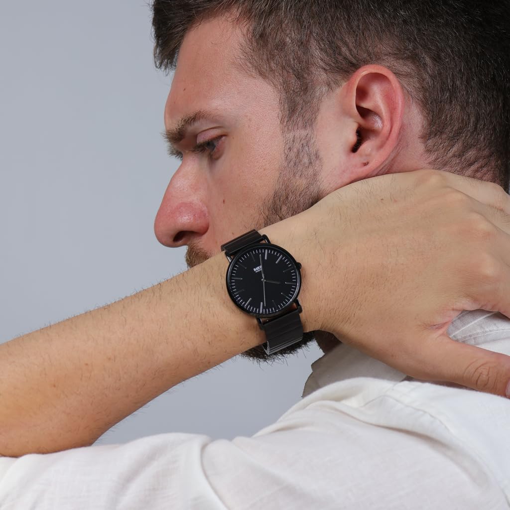 Bazeli Relógio Masculino Preto Minimalista Full Black 40mm, Pulseira de Aço Inoxidável, Quartzo Japonês Bazeli Relógio Masculino Preto Minimalista Full Black 40mm, Pulseira de Aço Inoxidável, Quartzo Japonês