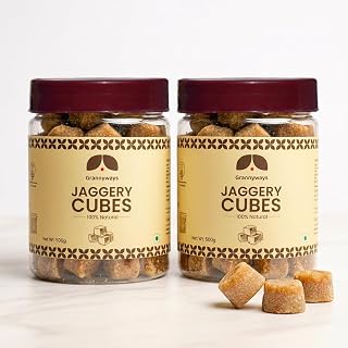 Grannyways Natural Jaggery Cubes | 1KG (500g X 2) | No Chemicals or Artificial Additives | Traditional Indian Sweetener with Rich Caramel Taste | Ideal for Tea, Sweets & Daily Use