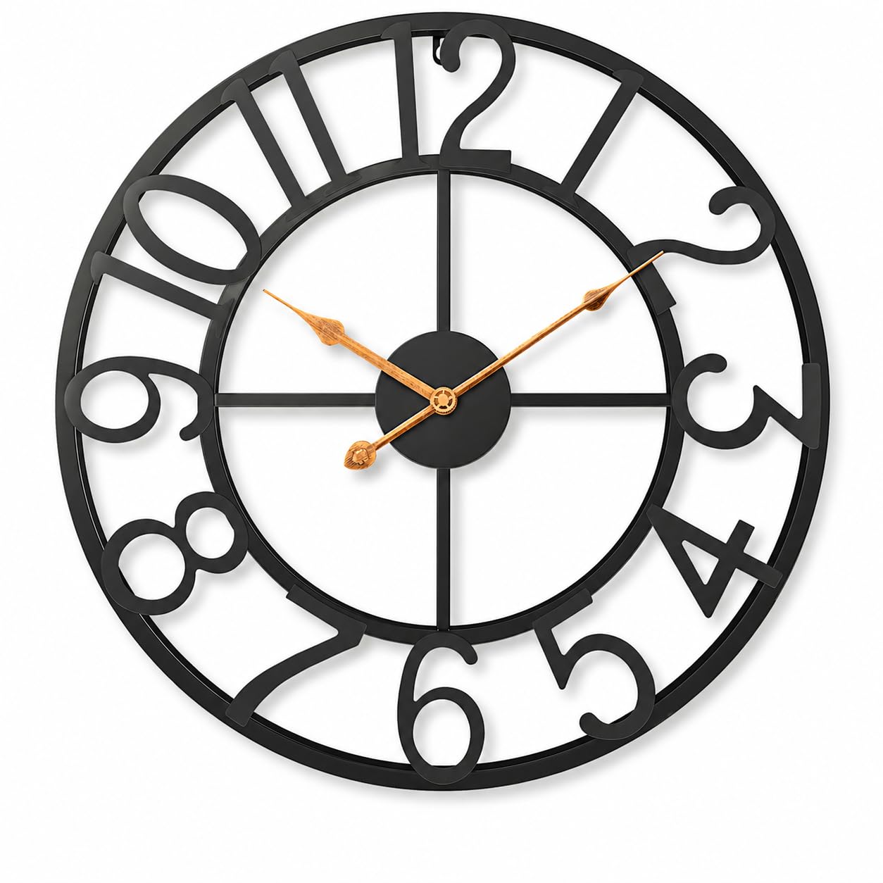 Pytha Sight Black Large Wall Clock,40Cm Big Skeleton Modern Decorative Arabic Numerals Silent Vintage Wall Clocks For Living Room,Kitchen Bedroom,Office,Fireplace