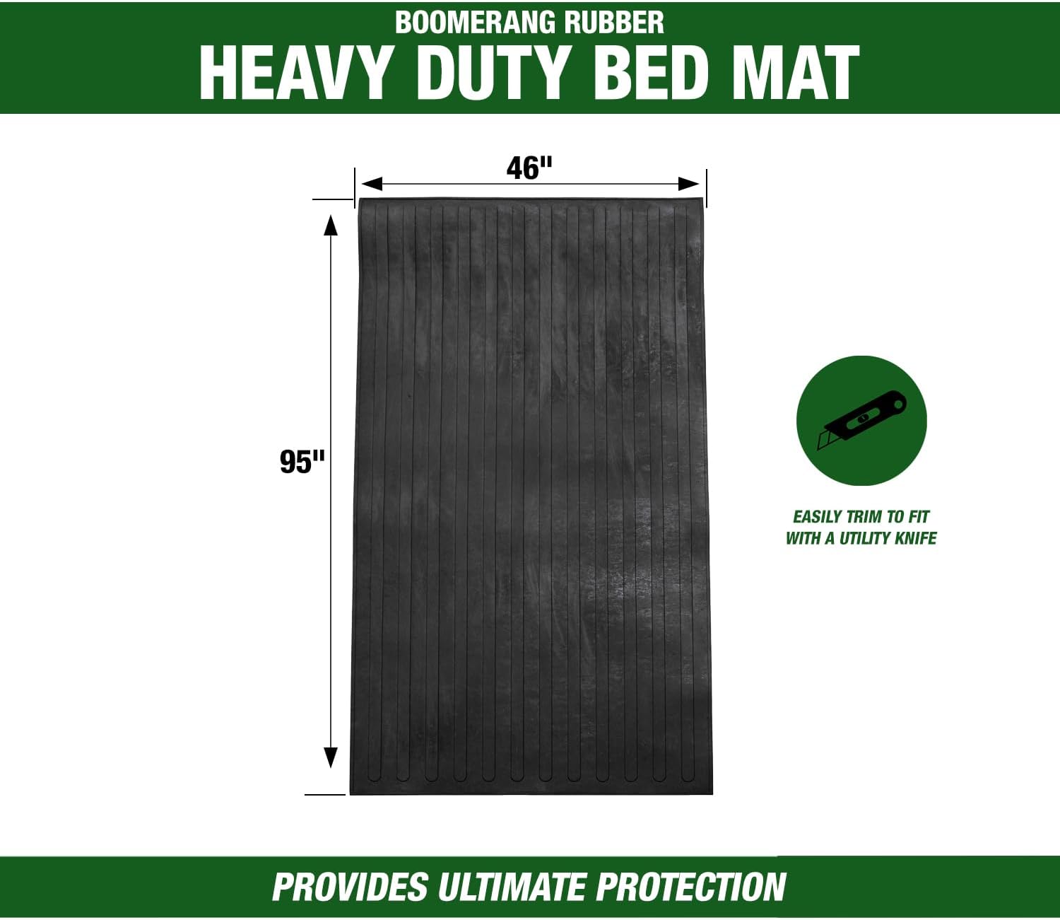 Multi-Purpose Heavy-Duty Rubber Mat, Bed Liner for 8 Foot Long Truck Beds, Made in The USA, 100% Recycled Rubber, Weather Resistant, Will Not Crack, Workshop Floor Protection