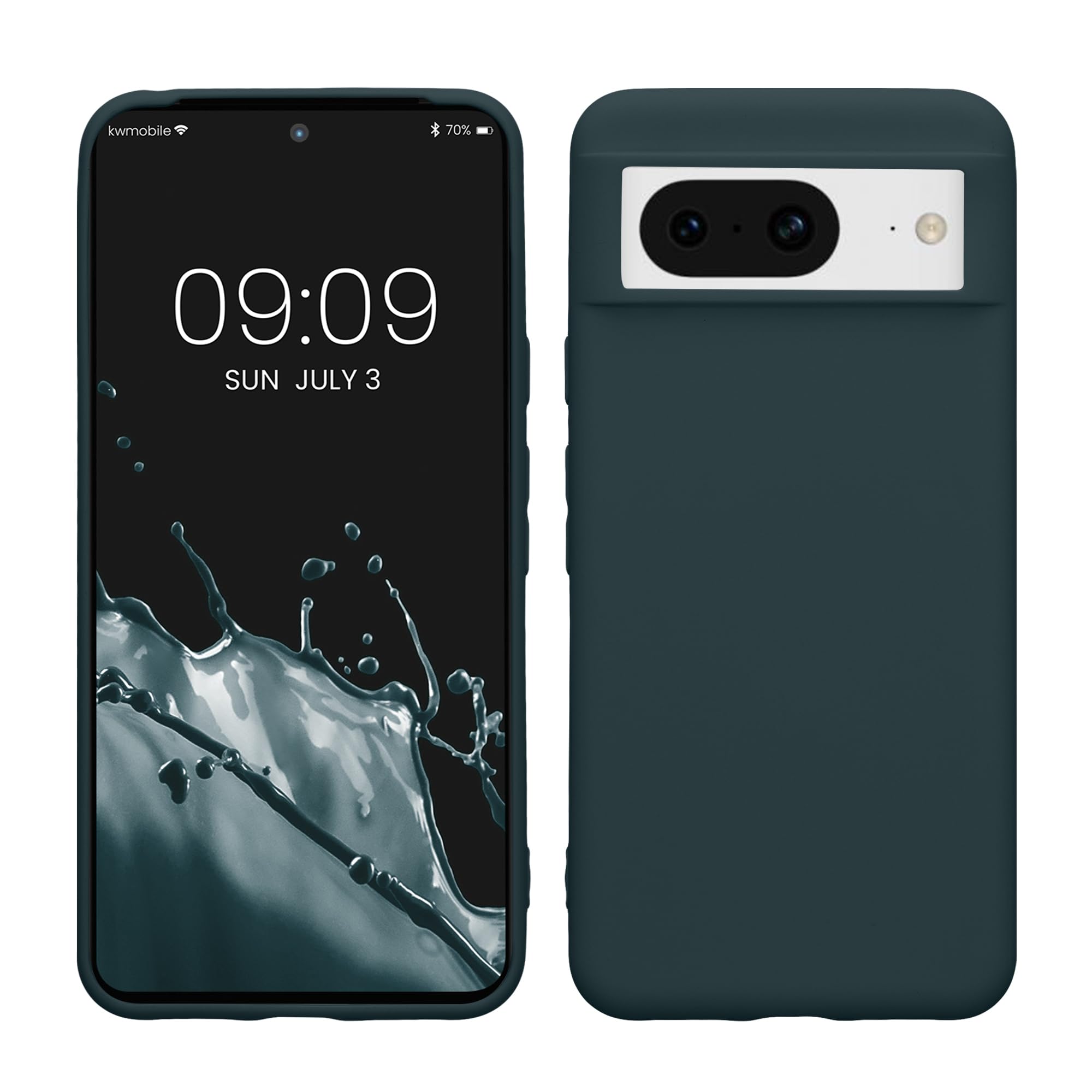 Custodia Kwmobile Per Google Pixel 8 – Silicone TPU Trasparente Con Stampa Mondo Nero, Antiurto, Sottile E Leggera