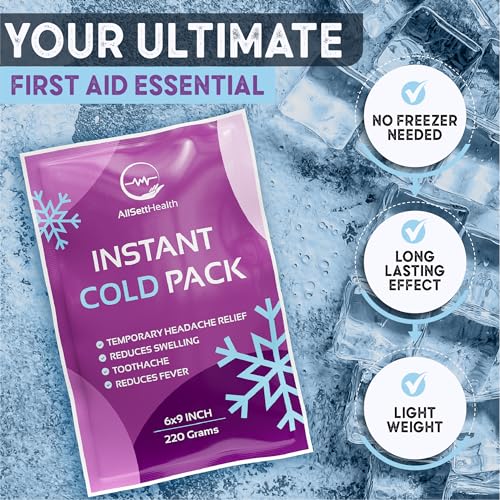 Image of Large Instant Ice Packs for Injuries (9 inch x 6 inch) - 12 Pack | Instant Cold Pack for Back Pain Relief, Cold Compress, Swelling, First Aid, Toothache, Athletes & Outdoor Activities