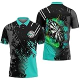 LuzoyaoLZY Camisetas Tipo Polo Impresas en 3D para Hombre con diseño de Calavera y Llama Tablero de Dardos Club de Dardos Ropa Deportiva Botones en la Solapa Tops de pulóver