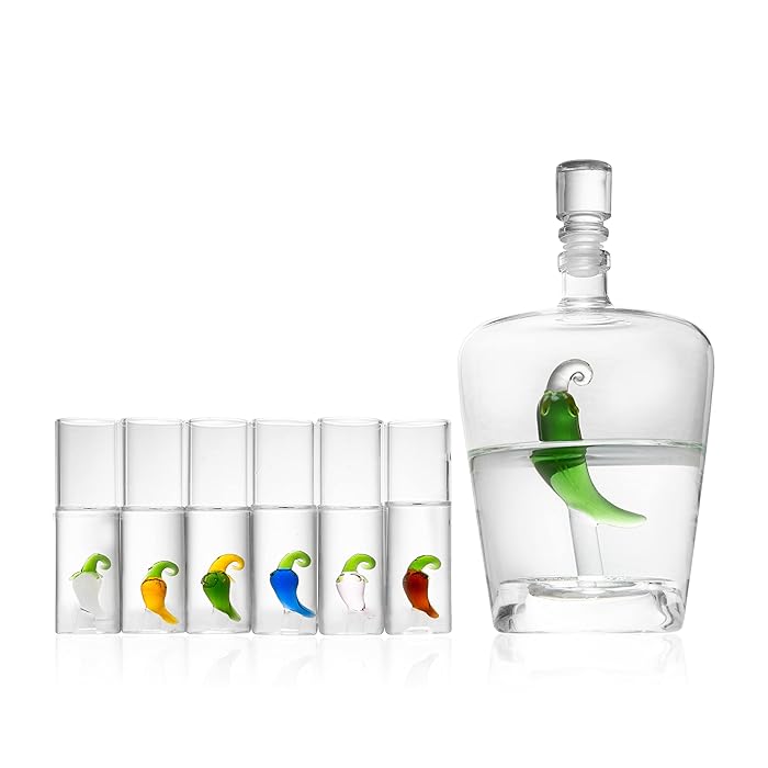 Buy Tequila Decanter Set with Agave Decanter and 6 Agave Shot Glasses