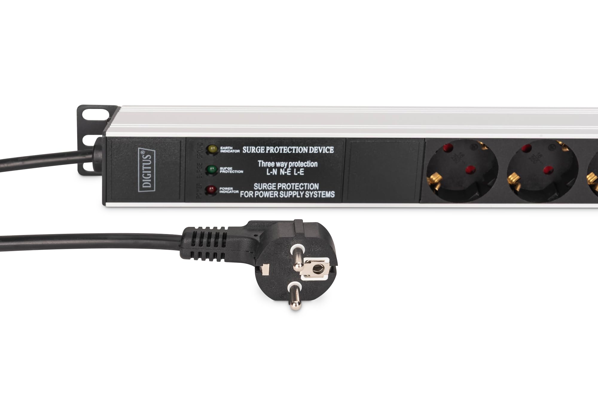 DIGITUS DN-95438 – Presa multipla – 9 prese – Filtro di rete e protezione da sovratensione – Montaggio verticale in armadio di rete o server – 230 V CA 50/60 Hz 16 A 3600 W