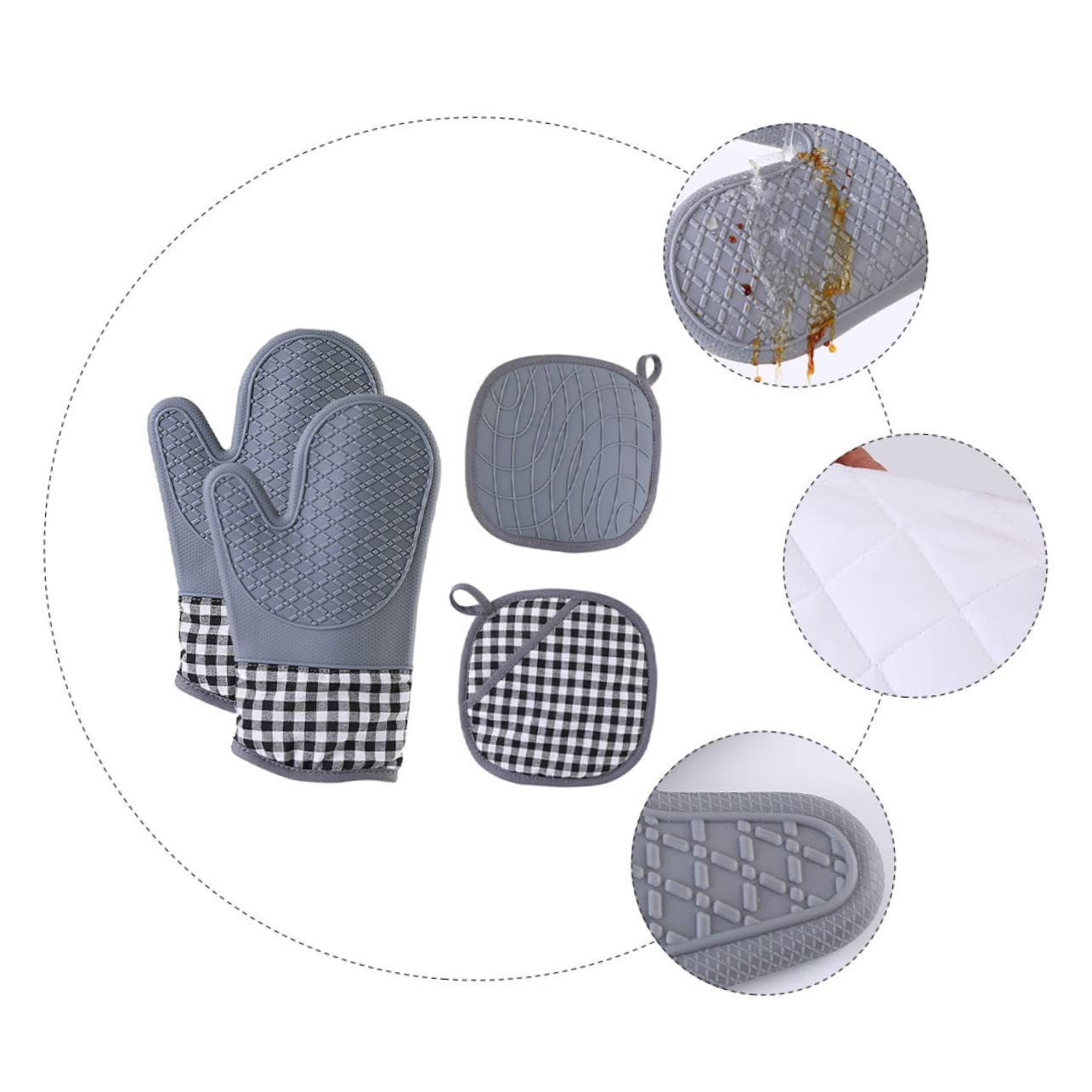 Manique de Four Isolée en Silicone, Lot de 1 Set de Set, Épaisse