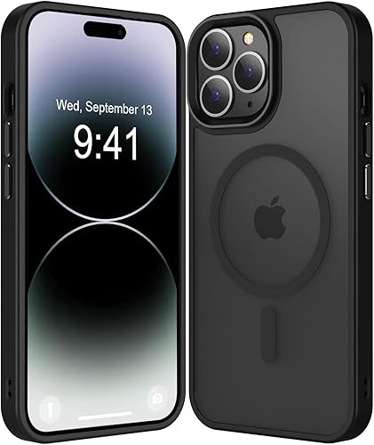 CHEZEAL Funda magnética para iPhone 14 Pro Max compatible con Magsafe y protección de grado militar Funda protectora delgada translúcida mate para