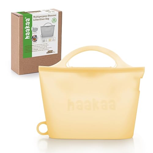 Haakaa On-The-Go - Bolsas esterilizadoras de vapor de silicona para microondas, para viajes, bolsas de vapor reutilizables de silicona de 40 oz/1250