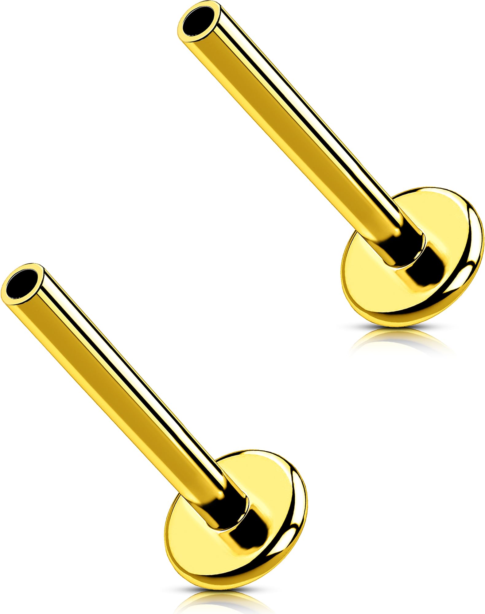 G23 Titanium Flat Back Post (Post Only), Threadless Push Pin &amp; Internally Threaded, 16G/18G/20G, 4.5-14mm, Silver/Gold/Black, Round/Heart/Star/Flower Base for Nose, Helix, Tragus