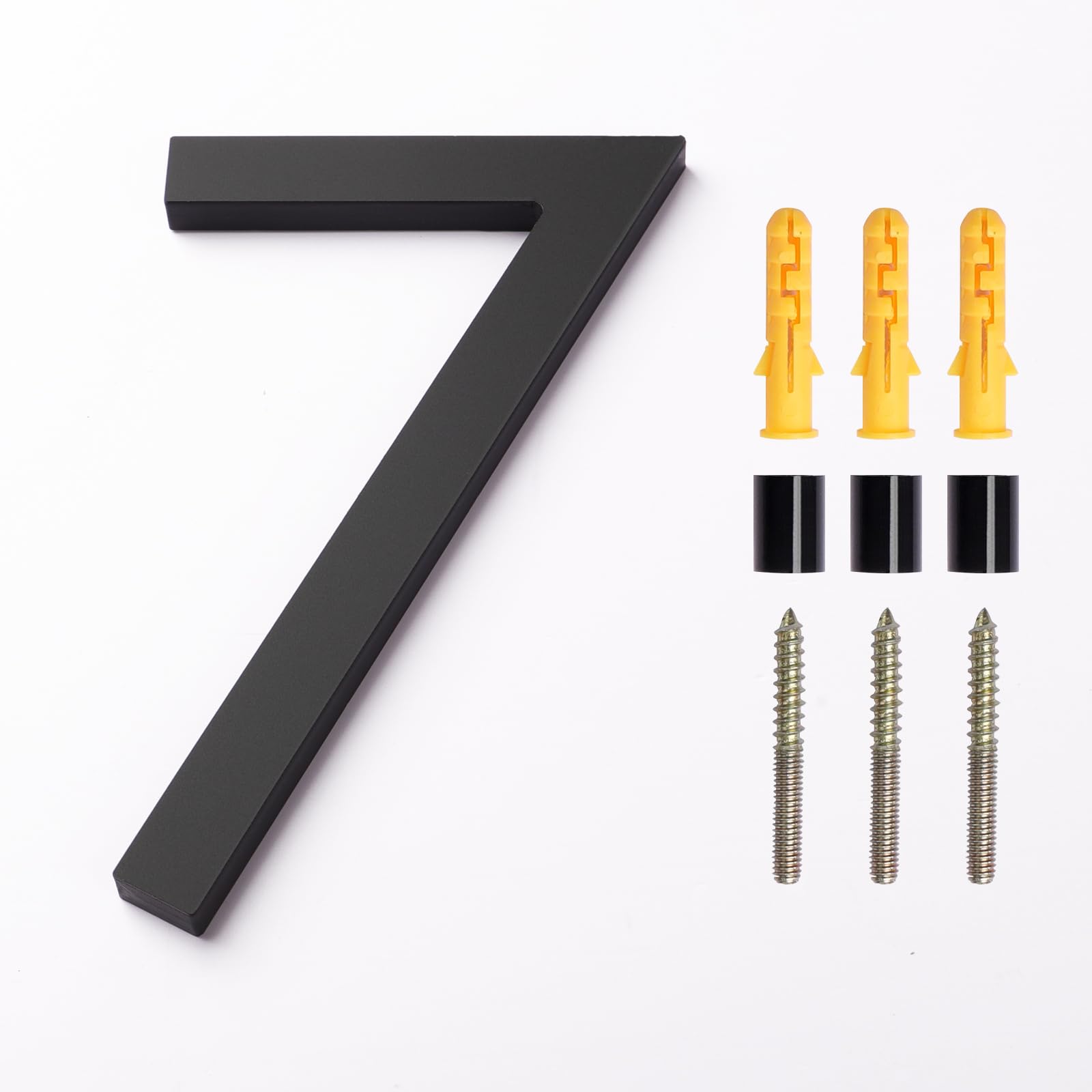 5" Floating Modern Address House Number,Modern Metal Anti-Rust House Numbers with Nail Kits for Door Garden Mailbox Decor Visibility Signage (black, 7