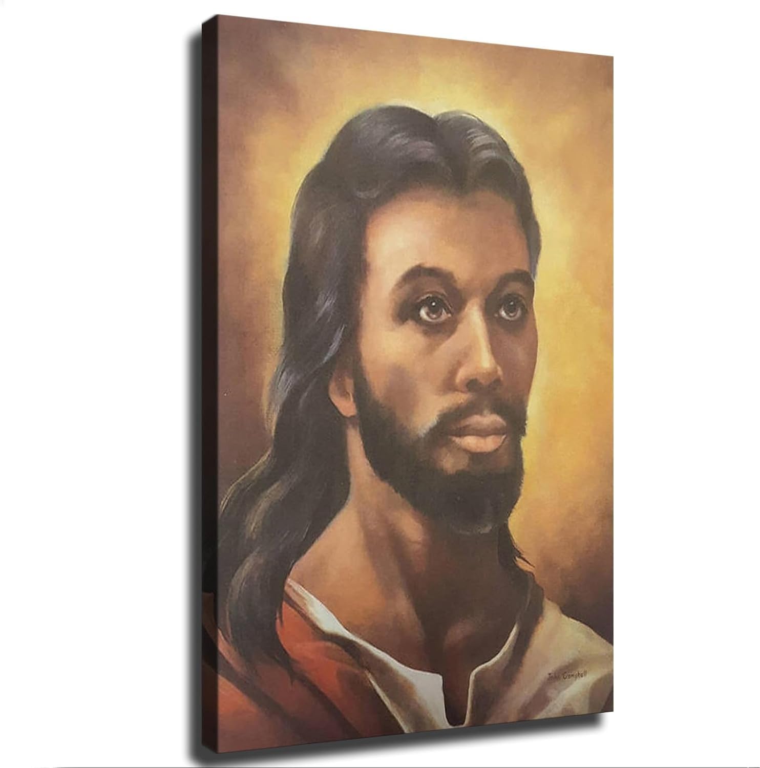 African American Black Jesus Portrait Poster Painting Canvas Wall Art Living Room Bedroom Decor Modern Oil Painting (Unframe,20x30inch)