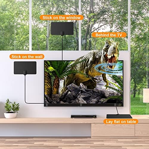 TCFTT 2023 UpgradedTV Aerial Indoor - Amplified Indoor TV Aerial with Booster 250+ Long Range Reception, TV Indoor Aerial for Freeview TV Support 4K 1080P HDTV & 13 ft Coax Cable