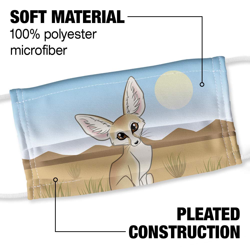 Fennec Fox 1-Ply Reusable Face Mask Covering with Adjustable Nose Wire, Unisex