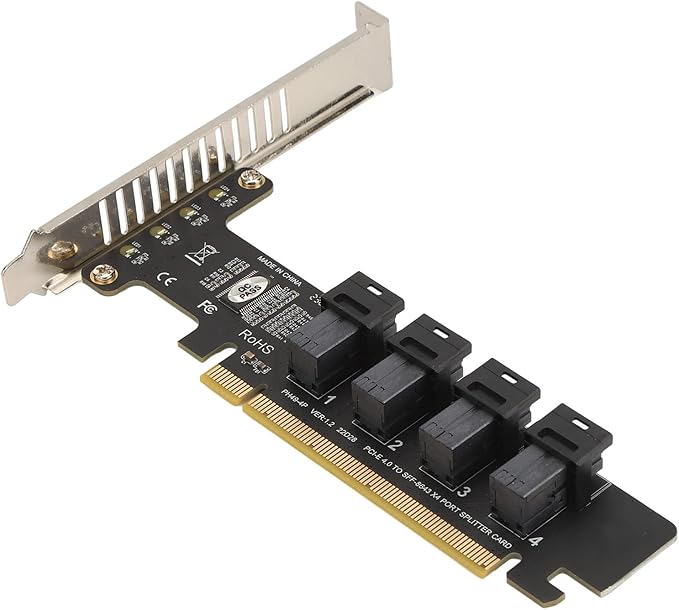 ASHATA PCIE to U.2 Adapter Card, High Speed PCIE X16 to 4 Port U.2 NVME