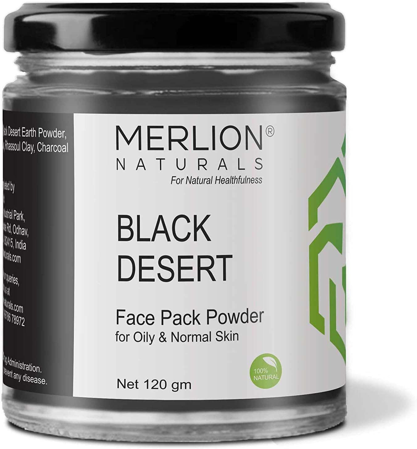 Merlion Naturals Black Desert Face Pack Powder For skin clarity, exfoliate dead cells, smooth texture and promote youthful skin. - 120 gm