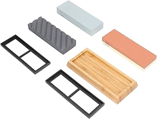 Knife Sharpening Stone Set, Dual Sided 400/1000 3000/8000 Whetstone Set Stone Polishing Finishing Combination Set with Wooden Base Non Slip Pad, Knife Sharpening Stone Set, Dual Sided 400/1000 30