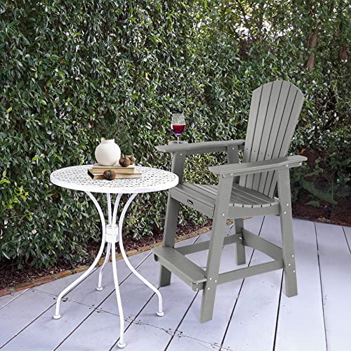 Funberry Tall Adirondack Chair Set Of 2,Balcony Chair With Connecting Tray,Adirondack Bar Stools With Cup Holder,High Top Adirondack Chairs,Resin High Back Outdoor Chairs,Lifeguard Chair #TOP7