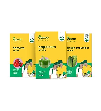 UGAOO Vegetable Seeds Combo Of Capsicum, Tomato, Green Cucumber (Long)