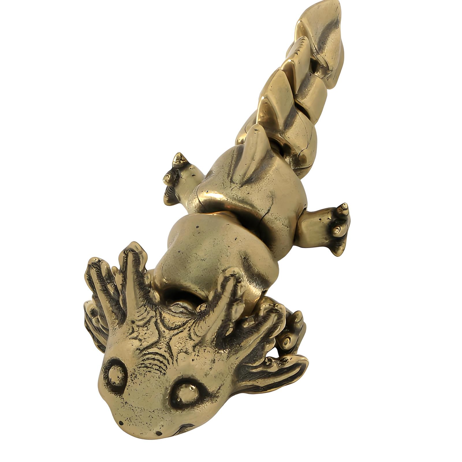 Mllepjdh Articulated Brasses Axolotl Reptiles Miniature Figurine Dinosaur Ornament with Poseable Body for Home Offices Desk Decors Articulated Axolotl Decors