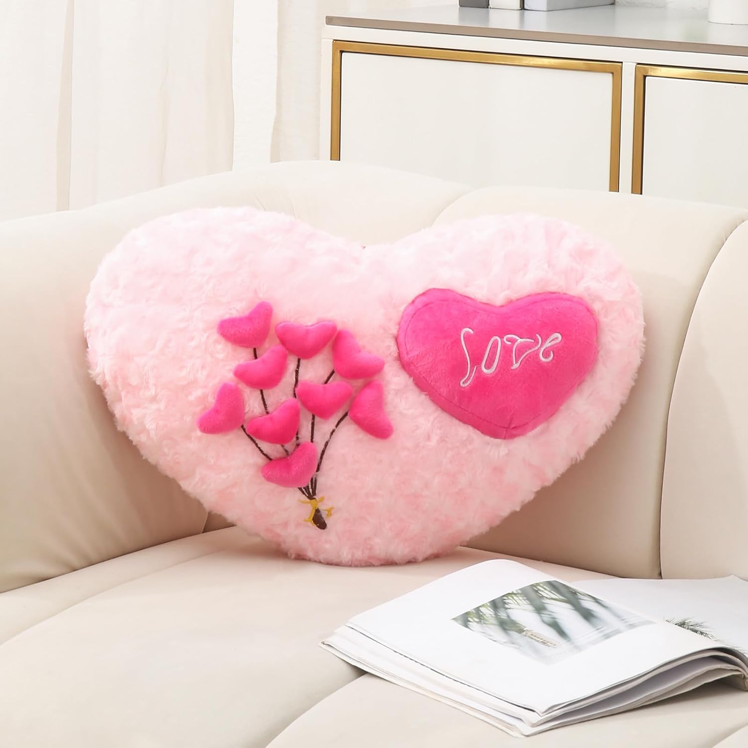 KedeLak Pink Heart Pillow,Valentines Day Pillows,Large