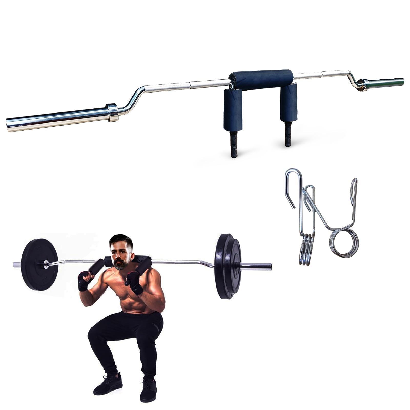 Amazon.com : 700LB Steel Safety Squat Bar with 2 Barbell Clips