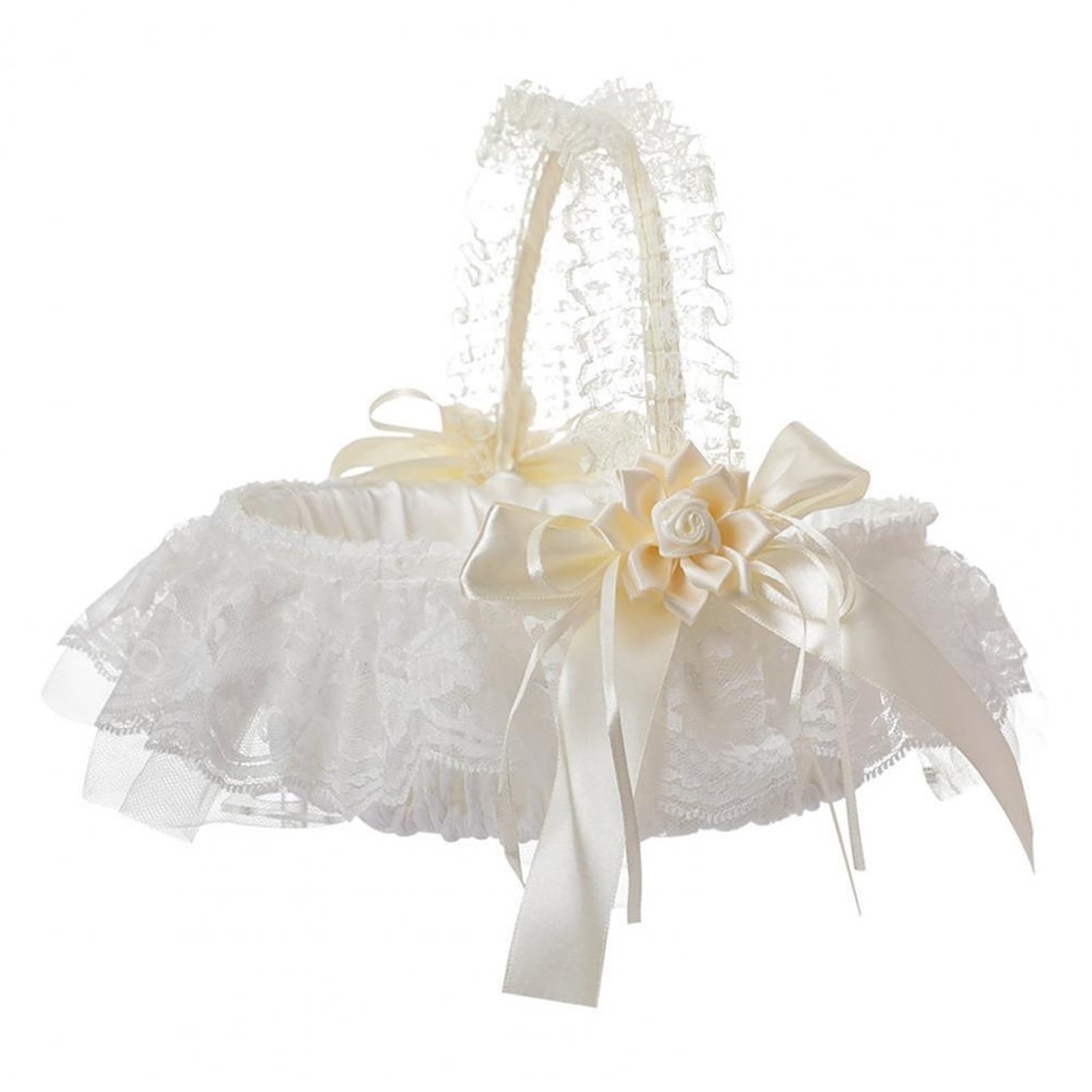 Körbe Für Blumenmädchen Hochzeit Blumenkorb Mädchen Korb Seide Hochzeitskorb Braut/Kinder Handgehaltene Hochzeitszeremonie Partydekorationen(Beige)