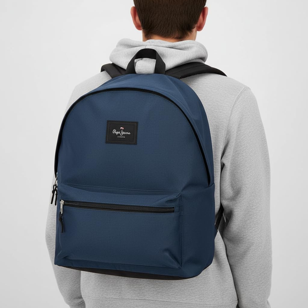 Pepe Jeans Aris Laptop Backpack Double Compartment Laptop 15.6 Inch 31x44x17.5cm School Backpack Polyester by Joumma Bags, navy, 31x44x17.5 cms, backpack