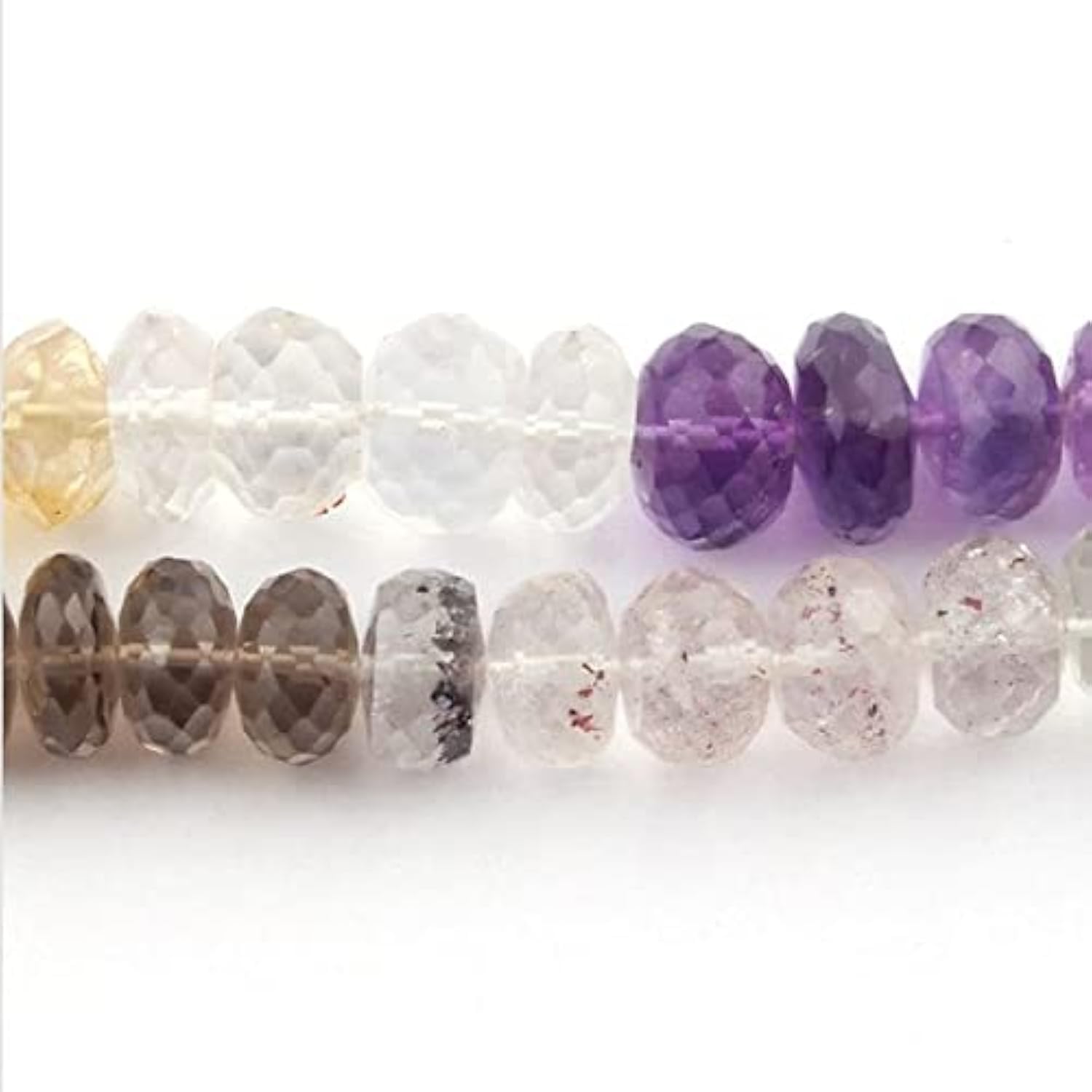 Multi stone faceted rondelles de 9mm à 11mm, perles en pierres naturelles