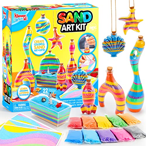 Joyin 22Pcs Sand Art - Sand Art Kits For Kids, Arts & Crafts For Kids Includes 5 Sand Art Bottles, 4 Pendent Bottles, 3 Sticky Art Sheets With 10 Bright Colors, Diy Crafts Gifts For Boys And Girls #TOP16