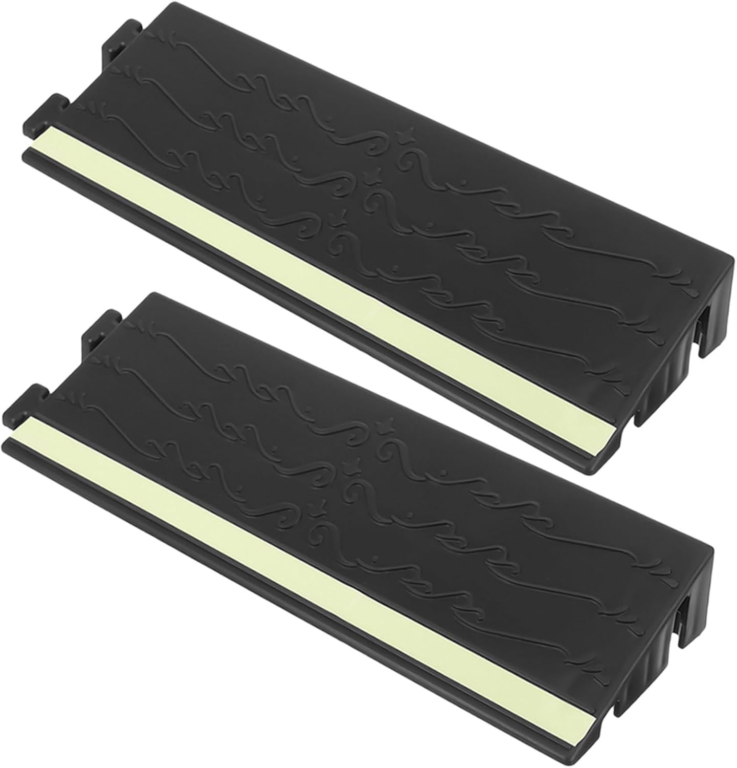 Veemoon 2Pcs Ramp Mat for Sweeping Robot Plastic Doorway Ramps with Fluorescent Strips Indoor Slope Pad for Wheelchairs and Strollers for Steps and Doorways
