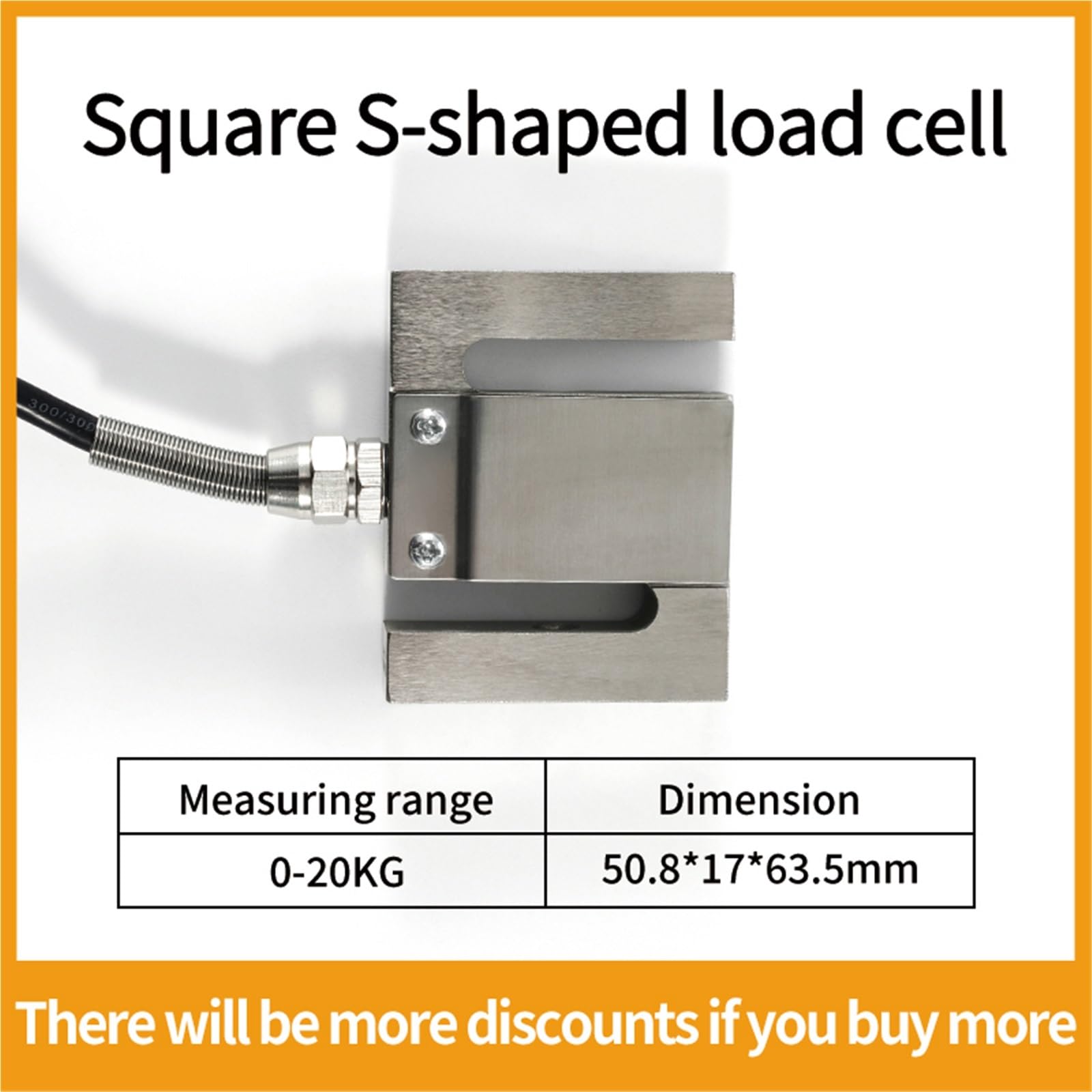 S Typ Wägezelle Sensor 5KG-100KG HX711 AD Modul Gewicht Elektronische Waage 200KG 300KG 500KG 1T 2T 3T 1Pcs(RANGE 0-20KG)