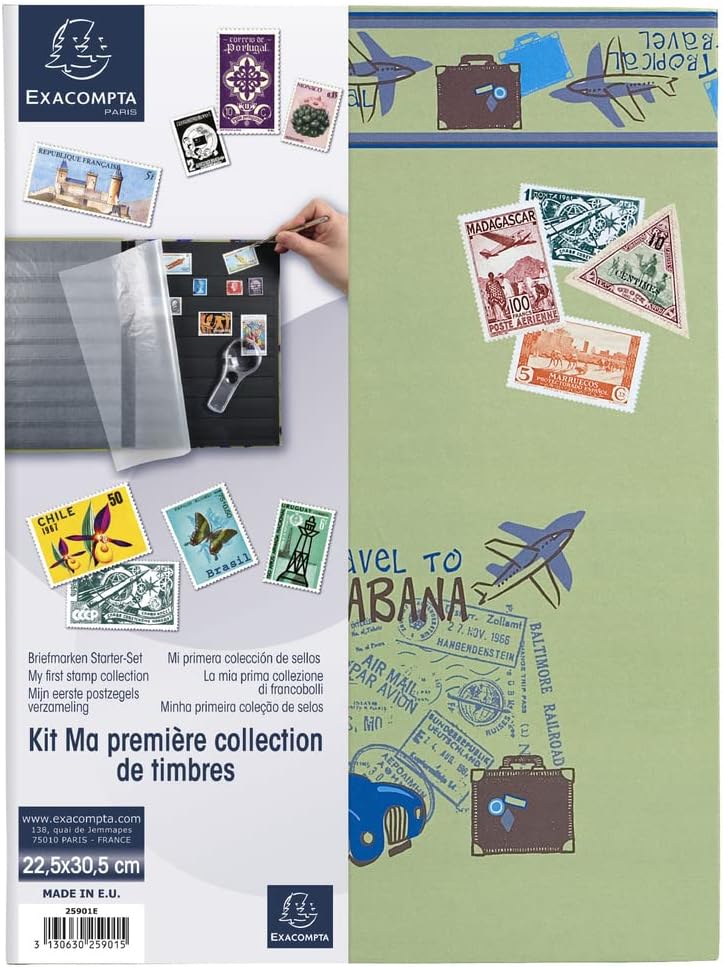 Exacompta"Hard Bound Kit Philatelie" Air Mail Stamp Album, Multi-Colour, 22.5 x 30.5 x 2.0 cm