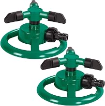 2Pcs Automatic Garden Sprinkler, 360° Rotating Automatic Sprinkler with 3 Arms Wide Coverage, Adjustable Watering System for Garden, Lawn, Patio (Green) | Ampia Copertura, Sistema di Irrigazione Regolabile, per Giardino, Prato, Terrazza, Verde