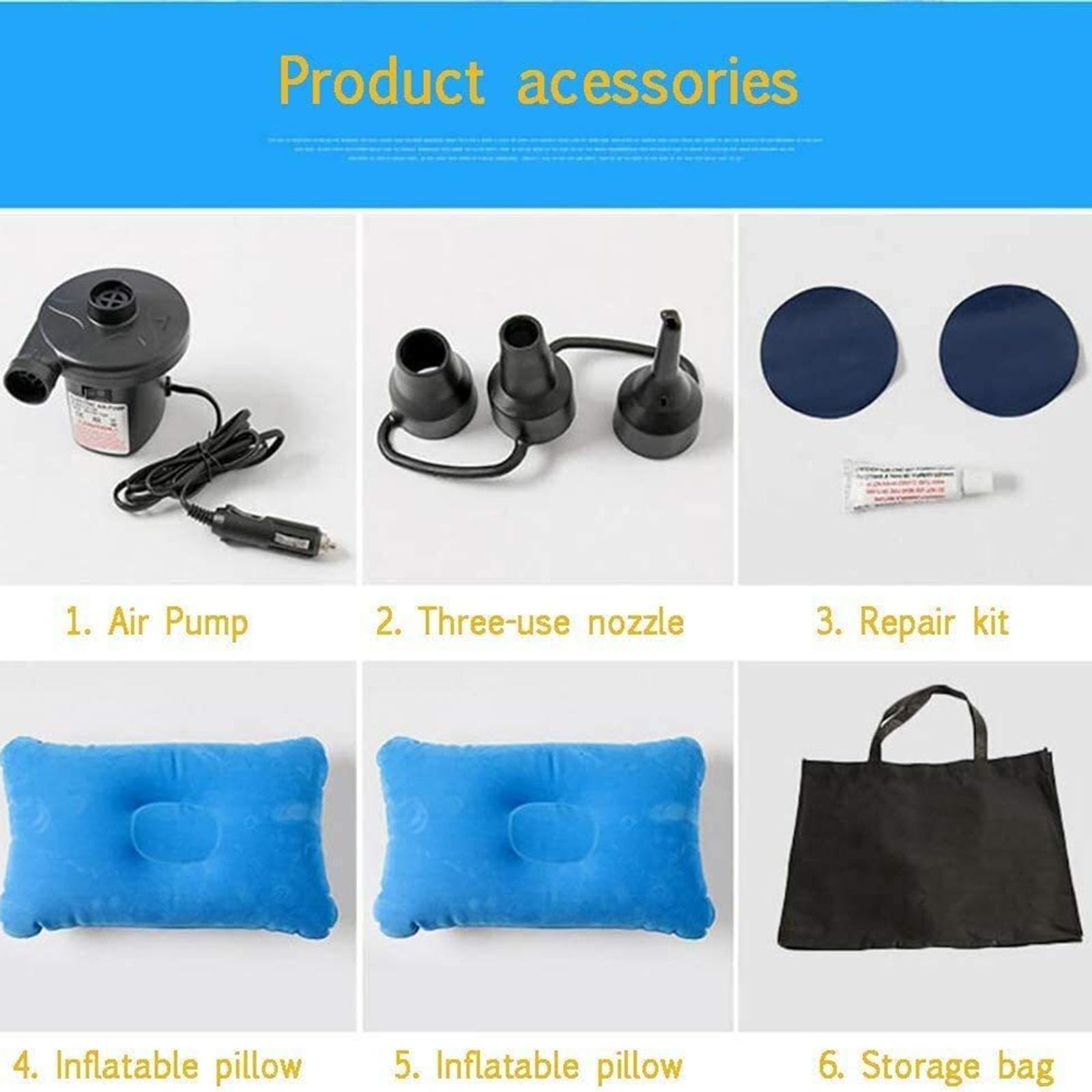 Materasso Gonfiabile Auto,per VW Touran II 2015-2025 Letto da Viaggio Sedile Posteriore Materassino Campeggio Auto Materasso per Auto Notte,Blue