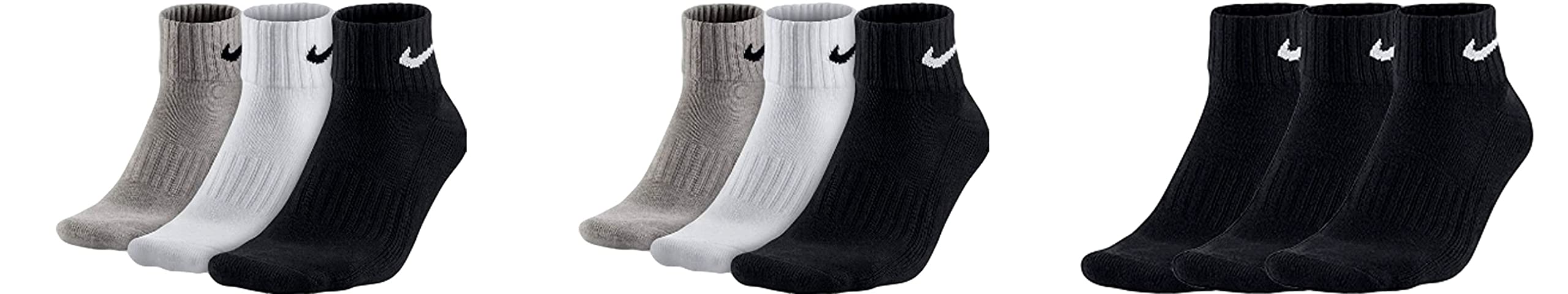 Nike 9 Paar Socken One Quater Socks Herren Damen Kurze Socke Knöchelhoch, Farbcode + Farbe:A28 6 Paar bunt 3 Paar schwarz