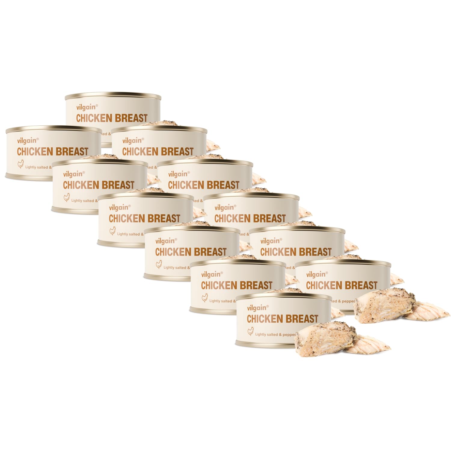 Vilgain Hähnchenbrust Fleischkonserven 12-er pack | 12x100 g große Stücke mageres Fleisch | Ohne Konservierungsstoffe | Geprüfte Herkunft aus slowakischen Bauernhöfen