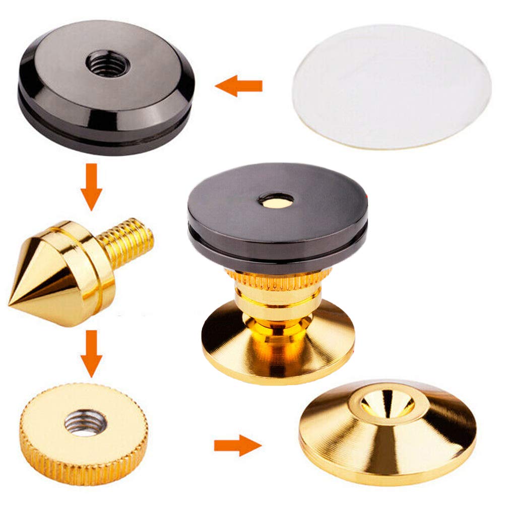 Luidspreker Spike, 4 Stuks Audio Luidspreker Spike 11 * 60mm Isolatie Spikes met 4 Stuks Schokbestendige Cone Base Pad voor HiFi Luidspreker of Luidspreker Frame