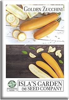 Golden Zucchini Summer Squash Seeds (Cucurbita Pepo) – 50+ Heirloom Non-GMO Seeds by Isla’s Garden Seeds, Vibrant Golden Yellow Fruits, Tender & Delicious, High Yield, Perfect for Home Gardens