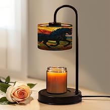 Candle Warmer Lamp with Timer and Dimmer, Majestic Black Horse Flowing Blue Mane Vibrant Stained Glass Style Wax Melt Warmer with 4 Bulbs, House Warming Birthday Gifts for Women Mom New Home Decor