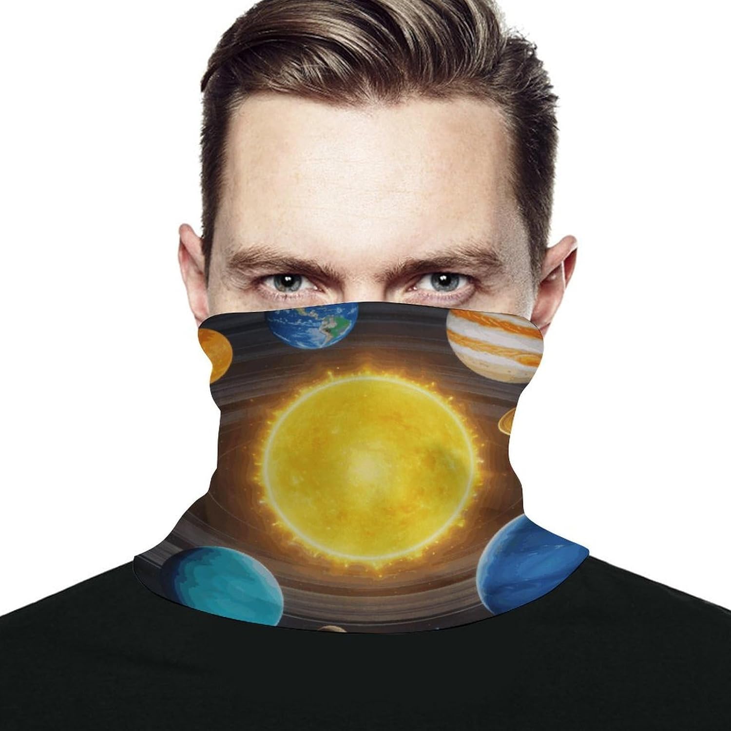 Solar System Space Neck Gaiter Face Mask for Men And Women Breathable Dustproof Face Cover Scarf for Outdoor Sports Sun Protection Bandana for Fishing Hiking