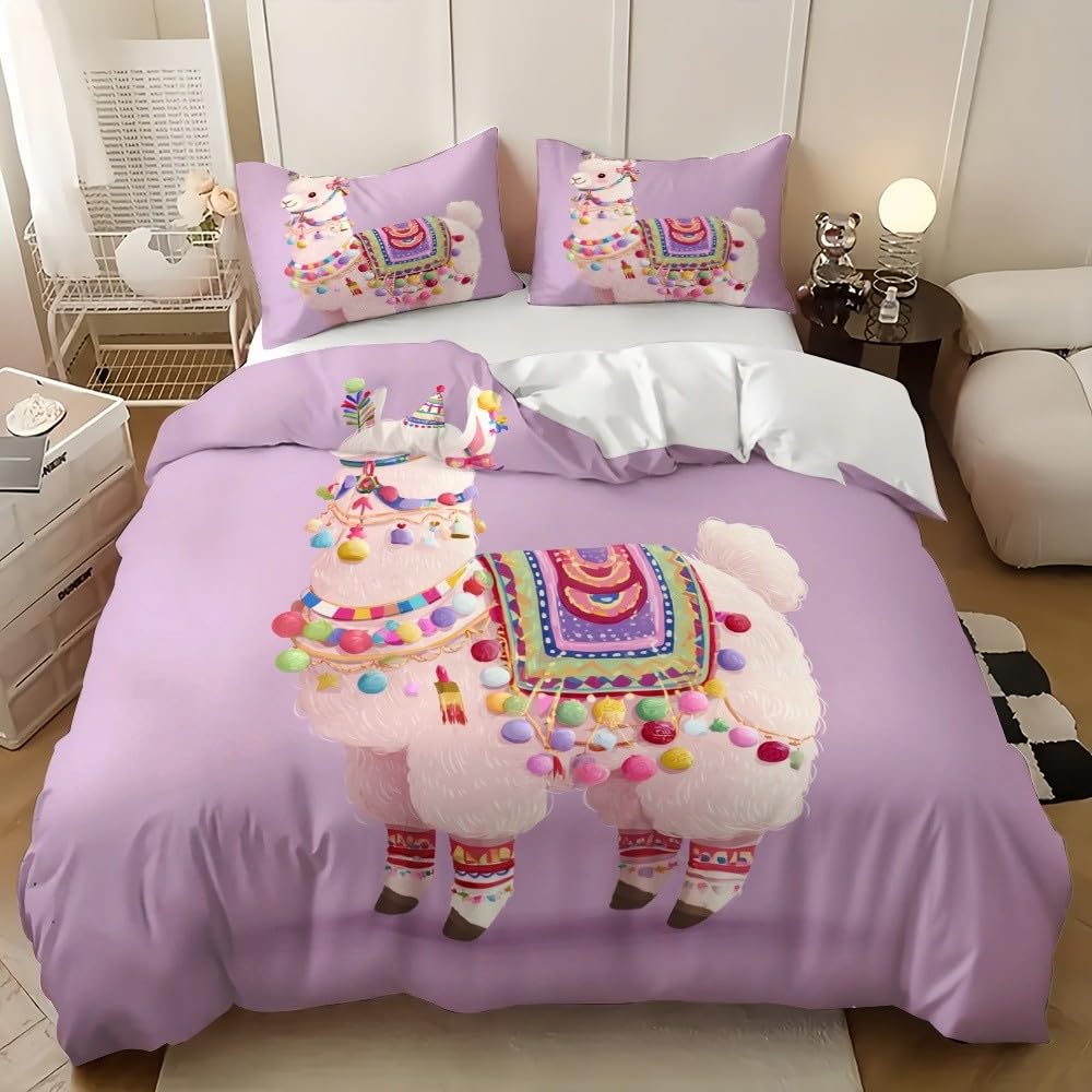 Housse de couette alpaga violette pour créer un cocon douillet dans une chambre d'ado
