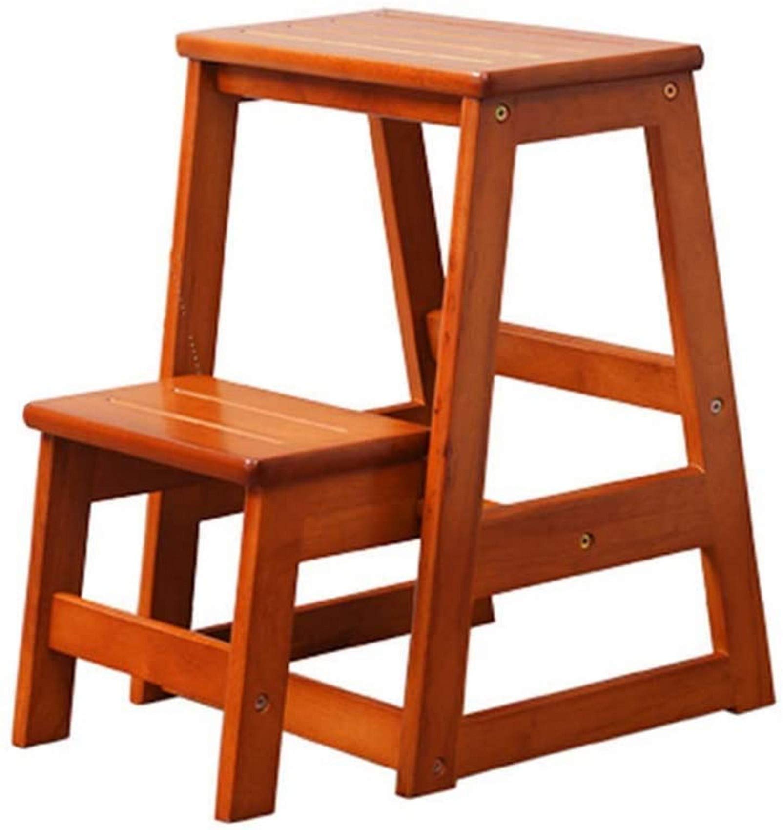 Escabeau en bois massif pliable | Tabouret et étagère 2 marches pour la maison