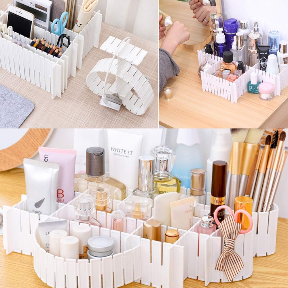 DIY Drawer Dividers, Youngine 8pcs Adjustable Drawer Storage Organizer Plastic Grid for Office Kitchen Home (White)