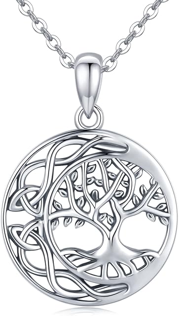 Tree of Life Cat Animal Necklace for Women, Sterling Silver Abalone Shell/Mother of Pearl Family Tree Pendant Necklace with Owl Jewelry Gifts, for Animal Lover