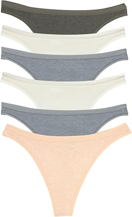Felina Womens Organic Cotton Thong Underwear, 6-Pack