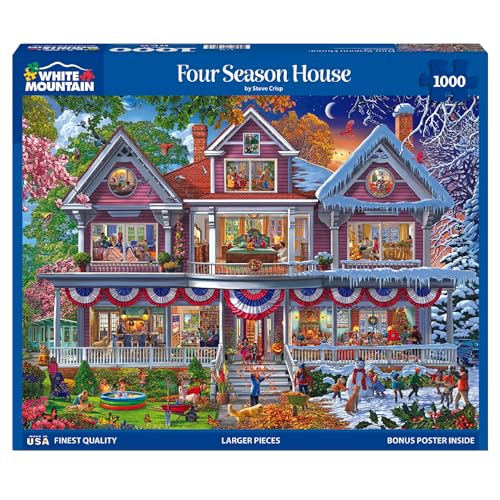 Rompecabezas White Mountain de 1000 piezas: Casa de las Cuatro Estaciones | Piezas grandes, regalo para adultos y familia, 24" x 30" terminado miniatura 3