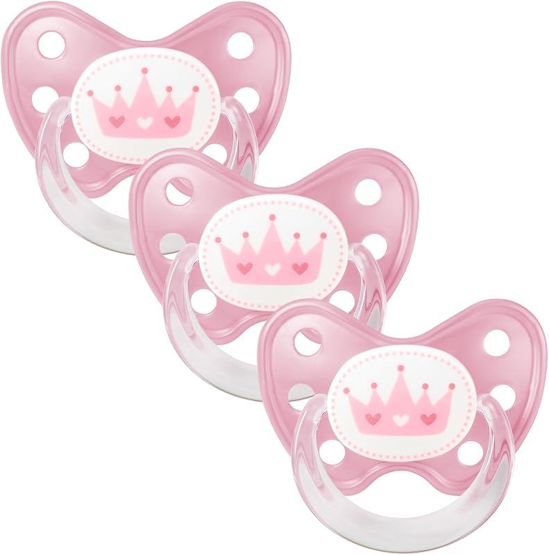 Dentistar Set di 3 Ciucci Ortodontici in Silicone – Taglia 3, da 14 mesi – Il ciuccio per bambini previene il disallineamento dei denti – Fatto in Germania – Senza BPA – Corona, Rosa
